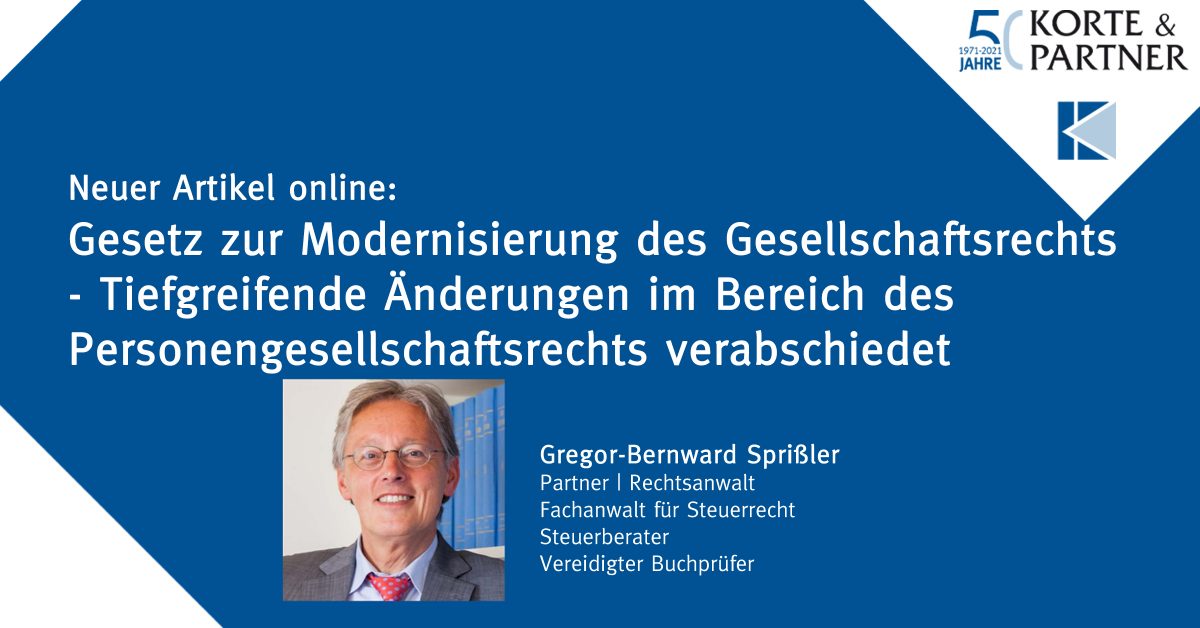 Steuerberater, Wirtschaftsprüfer, Rechtsanwälte in Recklinghausen Korte & Partner Gesetz zur